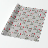 Papier Cadeau Hippo Noël Animaux d'hiver Hippopotames Enveloppem (Déroulé)