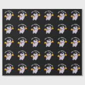 Papier Cadeau Hippo-pompom-mus drôle Animal Hippo Pun Dark BG (Plat)