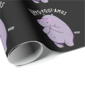 Papier Cadeau Hippo-poot-amus Drôle Farting Hippo Pun Dark BG (Coin rond)