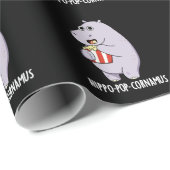 Papier Cadeau Hippo-pop-cornamus Funny Hippo Pun Dark BG (Coin rond)