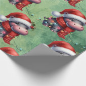 Papier Cadeau Hippo Thème de Noël pour Amoureux des animaux (Coin)