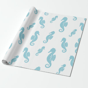 Papier Cadeau Hippocampe minimaliste motif sans couture océan (1