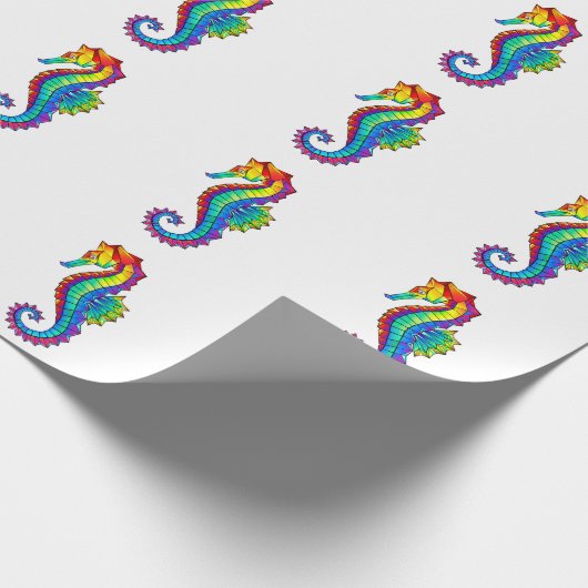 Papier Cadeau Hippocampe polygonal arc-en-ciel (Coin)