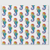 Papier Cadeau Hippocampe polygonal arc-en-ciel (Plat)