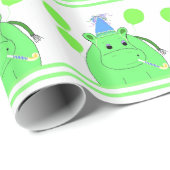 Papier Cadeau Hippopotame avec Ballons (Coin rond)