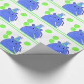 Papier Cadeau Hippopotame avec Ballons (Coin)