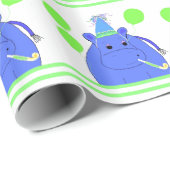 Papier Cadeau Hippopotame avec Ballons (Coin rond)
