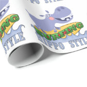 Papier Cadeau Hippopotame de surfer (Coin rond)