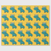 Papier Cadeau Hippopotame heureux bleu (Plat)