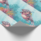 Papier Cadeau Hippopotame plongeur sous l'eau (Coin)