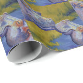 Papier Cadeau Hippopotames le baiser (Coin rond)
