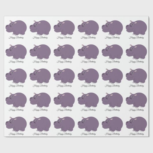 Papier Cadeau Hippopotamus Design Anniversaire (Plat)