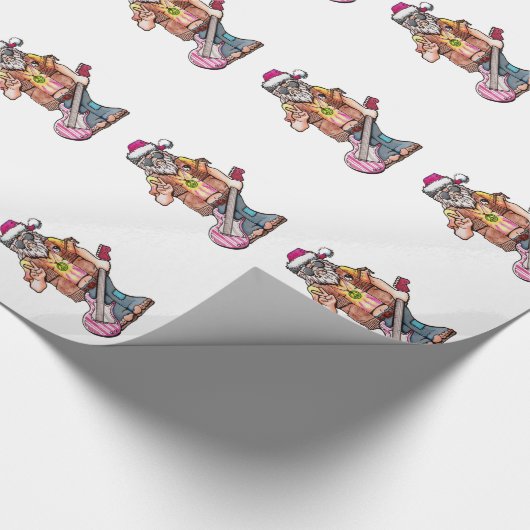 Papier Cadeau Hippy Père Noël dit "Cool Yule" (Coin)