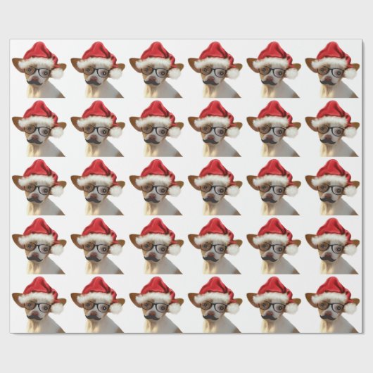 Papier Cadeau Hipster Chihuahua Papier à envelopper Noël (Plat)