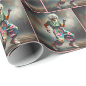 Papier Cadeau Hipster Grandma Dancing (Coin rond)