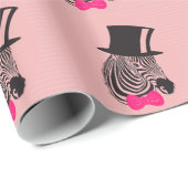 Papier Cadeau Hipster Zebra avec chapeau supérieur et Cravate Bo (Coin rond)