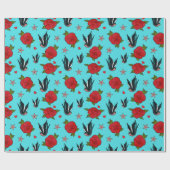 Papier Cadeau Hirondelles de tatouage et Roses Rockabilly Annive (Plat)