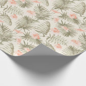Papier Cadeau Hisbiscus Tropical Palm Tree Motif (Coin)