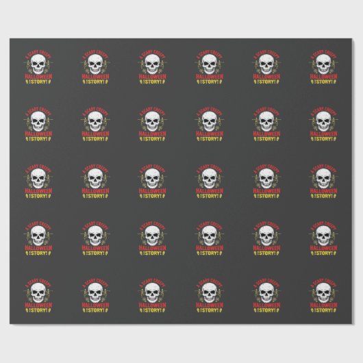 Papier Cadeau Histoire de crâne de design effrayant et flippant (Plat)