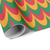 Papier Cadeau Histoire noire Jaune, Rouge, Vert Vague Vague Moti (Coin rond)