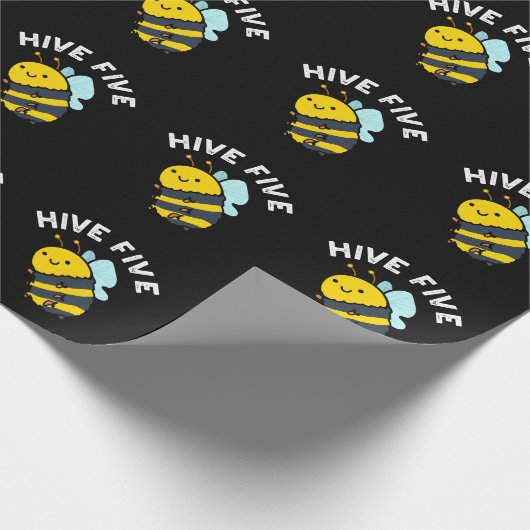 Papier Cadeau Hive Cinq Funky High Cinq Bee Pun Dark BG (Coin)