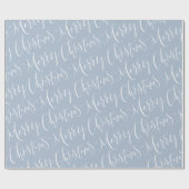 Papier Cadeau Hiver Bleu Joyeux Noël Calligraphie (Plat)
