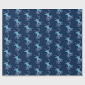 Papier Cadeau Hiver Blue Snowflakes Noël Cerf (Plat)