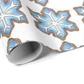 Papier Cadeau Hiver Blue Snowflakes Sucre Cookie Vacances neige (Coin rond)