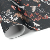 Papier Cadeau Hiver Bois Animaux Fêtes Noël (Coin rond)