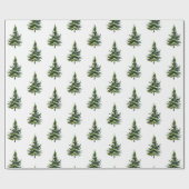 Papier Cadeau Hiver Bois Aquarelle Fir Arbres 2 (Plat)