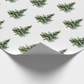 Papier Cadeau Hiver Bois Aquarelle Fir Arbres 2 (Coin)