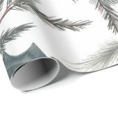 Papier Cadeau Hiver Botanique Pine Berry Wreath Fête (Coin rond)