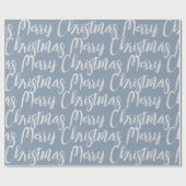 Papier Cadeau Hiver Dusty Blue Joyeux Noël Script Holiday (Plat)