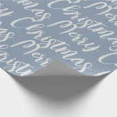 Papier Cadeau Hiver Dusty Blue Joyeux Noël Script Holiday (Coin)