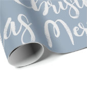 Papier Cadeau Hiver Dusty Blue Joyeux Noël Script Holiday (Coin rond)