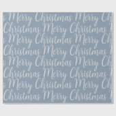 Papier Cadeau Hiver Dusty Blue Joyeux Noël Script Holiday (Plat)