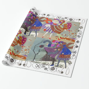 Papier Cadeau HIVER ET AUTOMNE ART DÉCO BEAUTÉ MODE, blanc