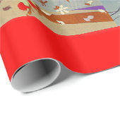 Papier Cadeau HIVER ET AUTOMNE ART DÉCO BEAUTÉ MODE, rouge (Coin rond)