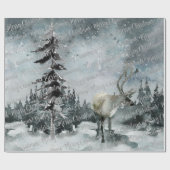 Papier Cadeau Hiver Forêt forestière Cerf Joyeux Noël (Plat)