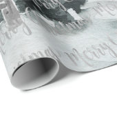 Papier Cadeau Hiver Forêt forestière Cerf Joyeux Noël (Coin rond)