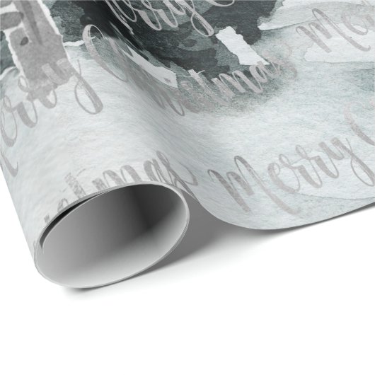 Papier Cadeau Hiver Forêt forestière Cerf Joyeux Noël (Coin rond)