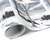 Papier Cadeau Hiver Hillside (Coin rond)