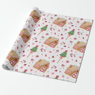 Papier Cadeau Hiver Pain d'épices Maison Motif papier d'envelopp