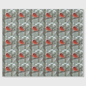 Papier Cadeau (Hiver) papier d'emballage cardinal rouge (Plat)