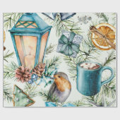 Papier Cadeau hiver Rustique Noël vacances Nature inspirée (Plat)