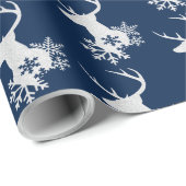 Papier Cadeau Hiver White Swirl Noël Cerf (Coin rond)