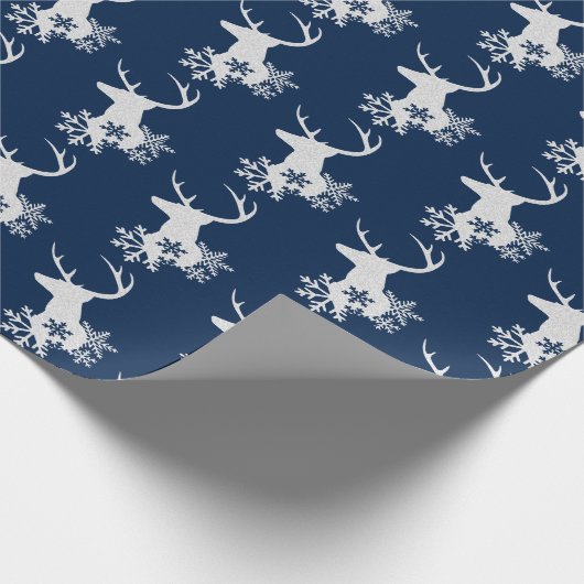 Papier Cadeau Hiver White Swirl Noël Cerf (Coin)