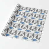 Papier Cadeau Hiver Wonderland Wrapper Papier - Bleu (Déroulé)