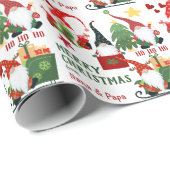 Papier Cadeau Ho Ho Happy Père Noël Gnomes Christmas (Coin rond)