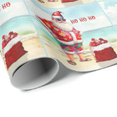 Papier Cadeau Ho Ho Ho Beach Love Santa Clause Noël (Coin rond)